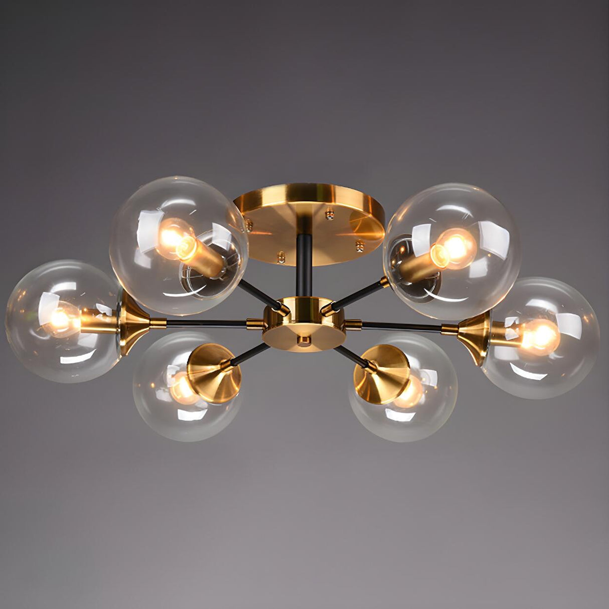 Living Room Bubble Glass Semi-Flush Mount Light 8-Light Image - 6