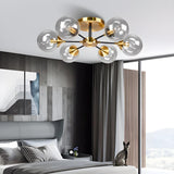 Living Room Bubble Glass Semi-Flush Mount Light 8-Light Image - 8
