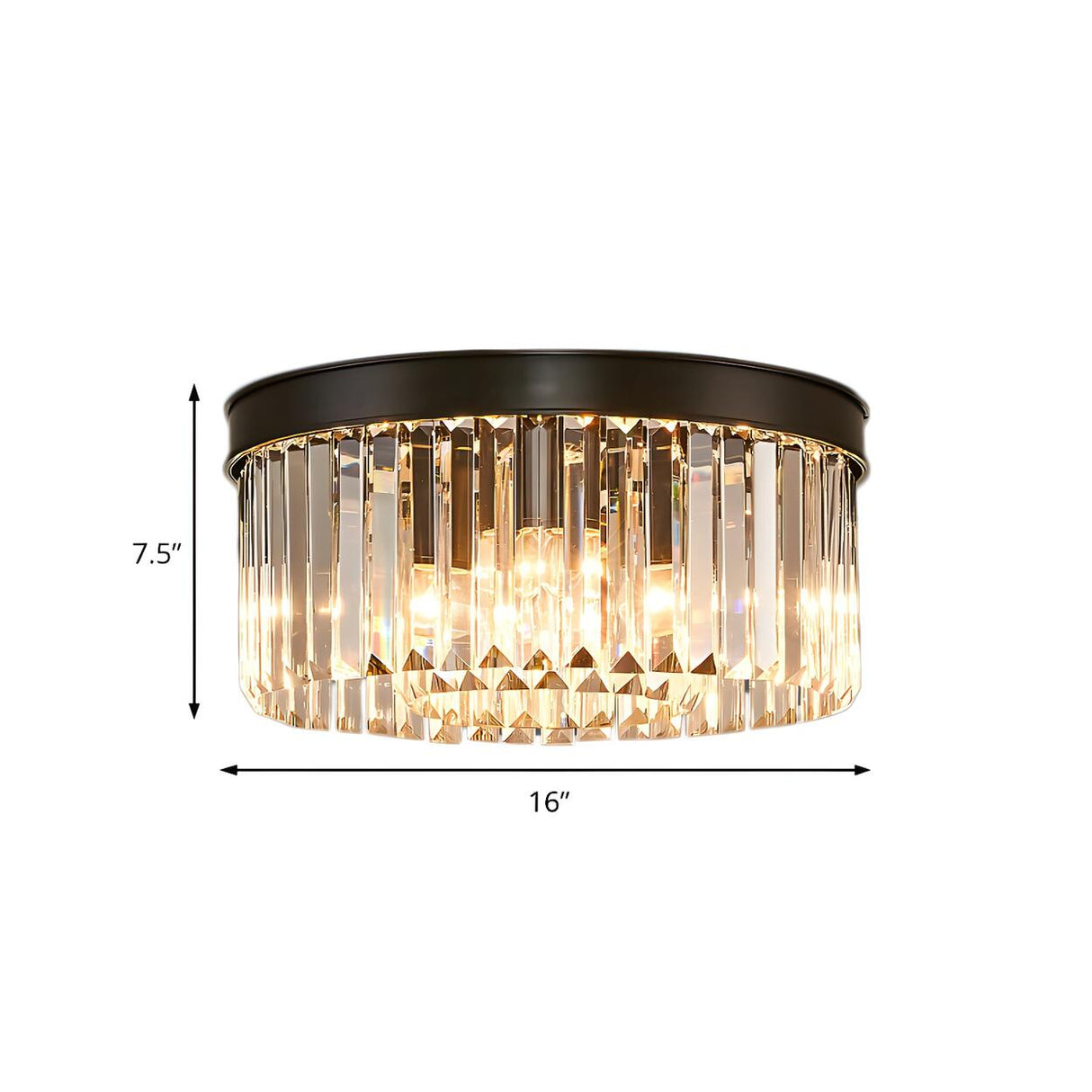 Living Room Circle Layer Crystal Prism Flush Mount Lamp Image - 12
