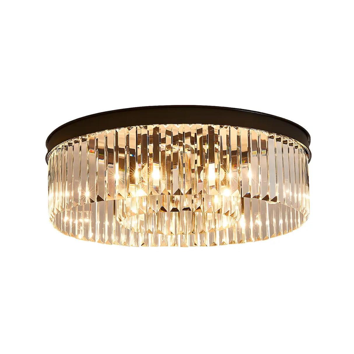 Living Room Circle Layer Crystal Prism Flush Mount Lamp Image - 6
