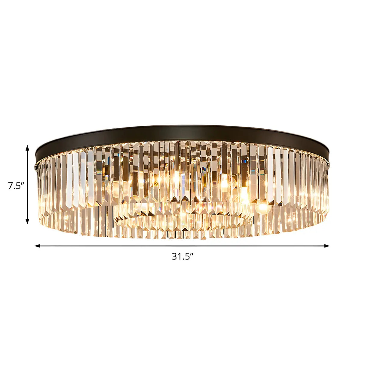 Living Room Circle Layer Crystal Prism Flush Mount Lamp Image - 7