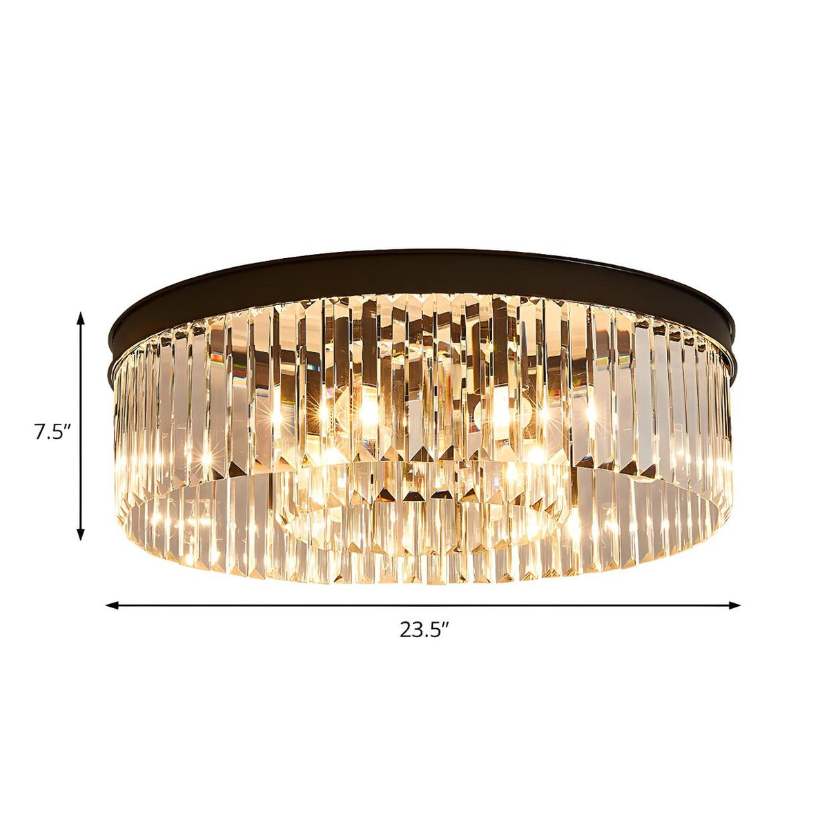 Living Room Circle Layer Crystal Prism Flush Mount Lamp Image - 8