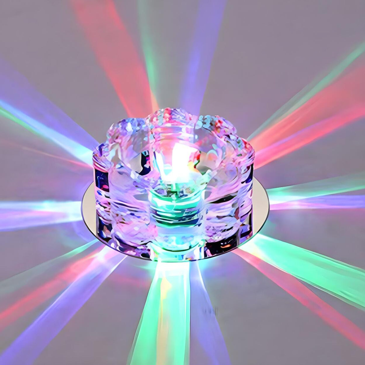 Living Room Clear Crystal Floral LED Flush Mount Light Image - 6