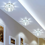 Living Room Clear Crystal Floral LED Flush Mount Light Image - 7