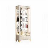 Living Room Clear Glass Large Display Wine Cabinet Black Image - 12