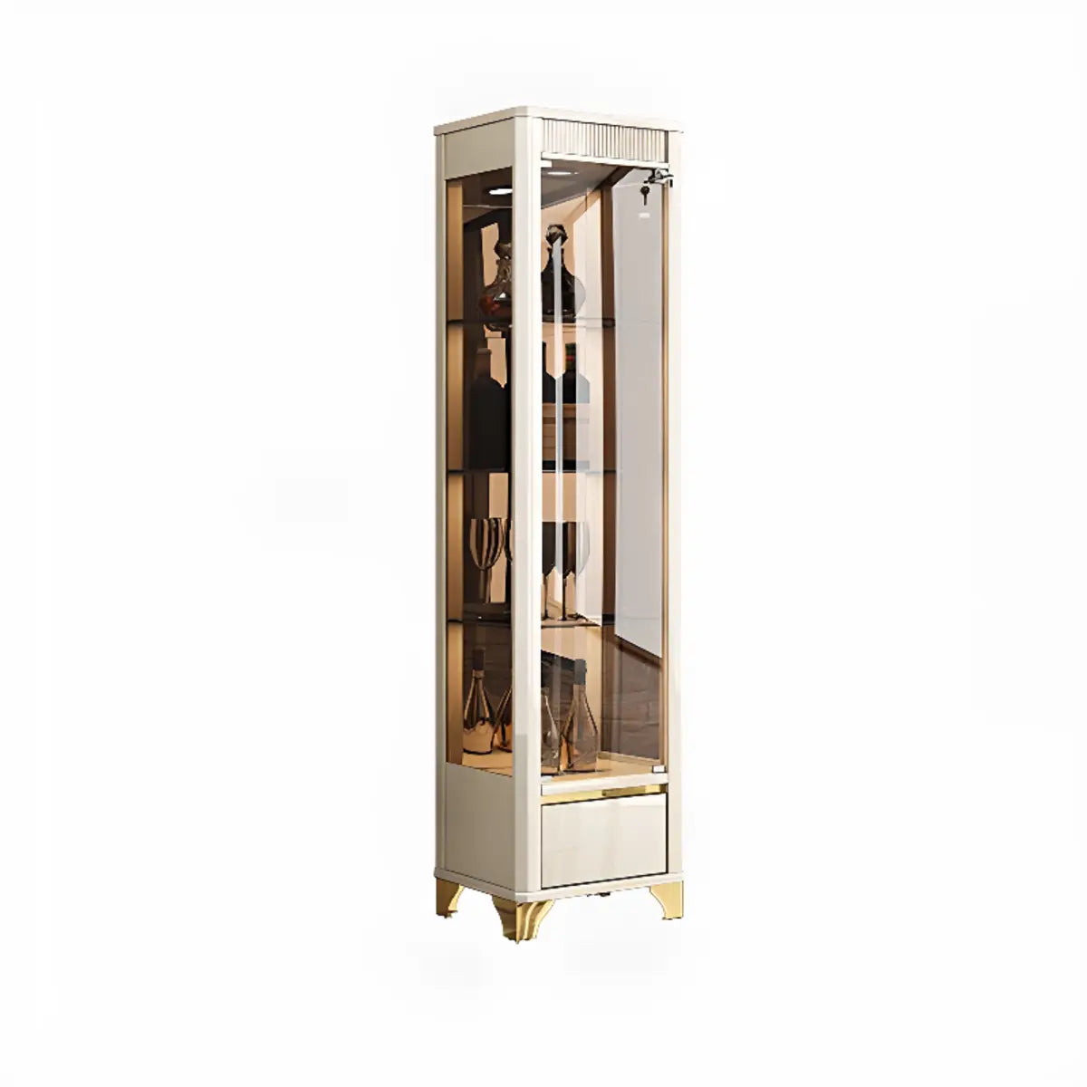 Living Room Clear Glass Large Display Wine Cabinet Black Image - 18