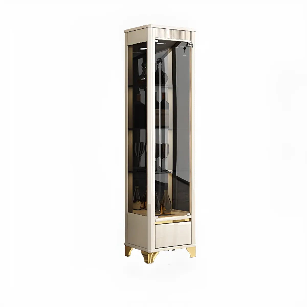 Living Room Clear Glass Large Display Wine Cabinet Black Image - 19