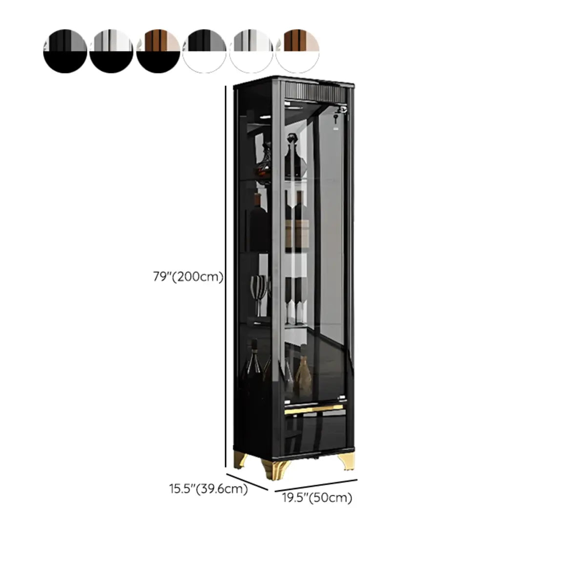 Living Room Clear Glass Large Display Wine Cabinet Black Image - 22