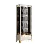 Living Room Clear Glass Large Display Wine Cabinet Black Image - 9