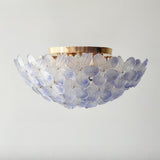 Living Room Elegant Flower Glass Flush Mount Light Image - 10