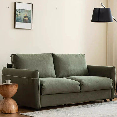 Living Room Foldable Tech Cloth Square Arm Sleeper Sofa Image - 1