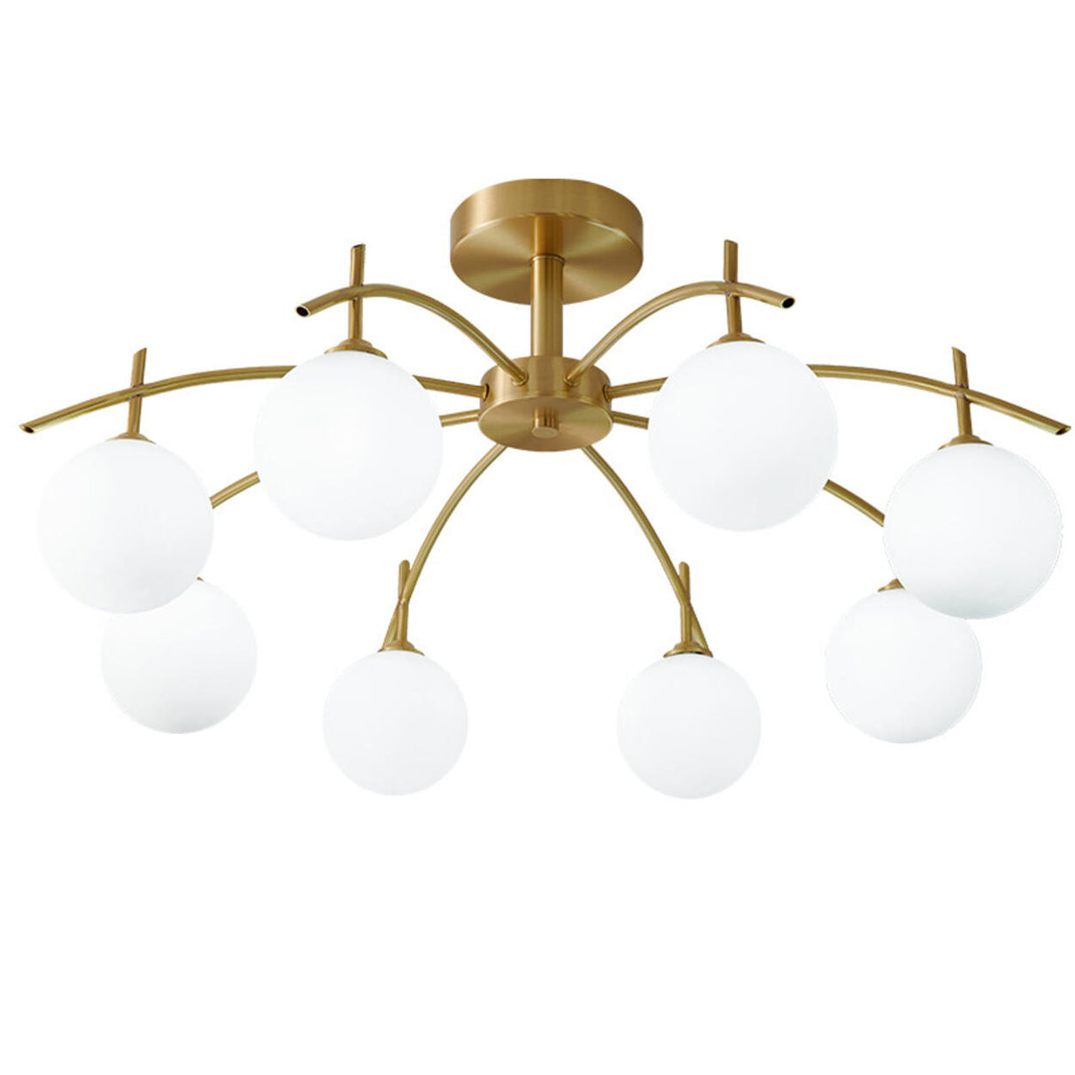 Living Room Glass Bubble Semi-Flush Mount Lamp 8-Light Image - 10