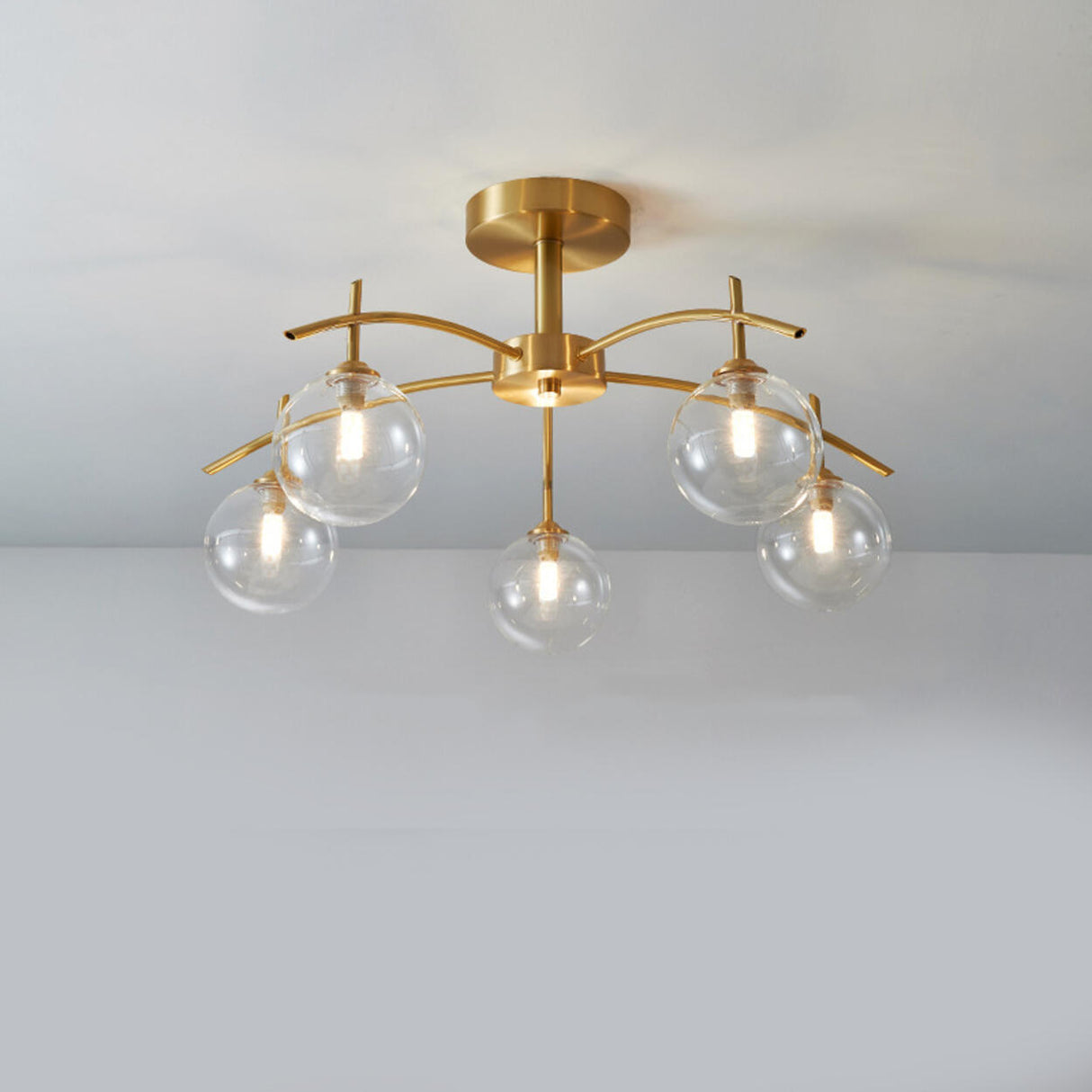 Living Room Glass Bubble Semi-Flush Mount Lamp 8-Light Image - 11