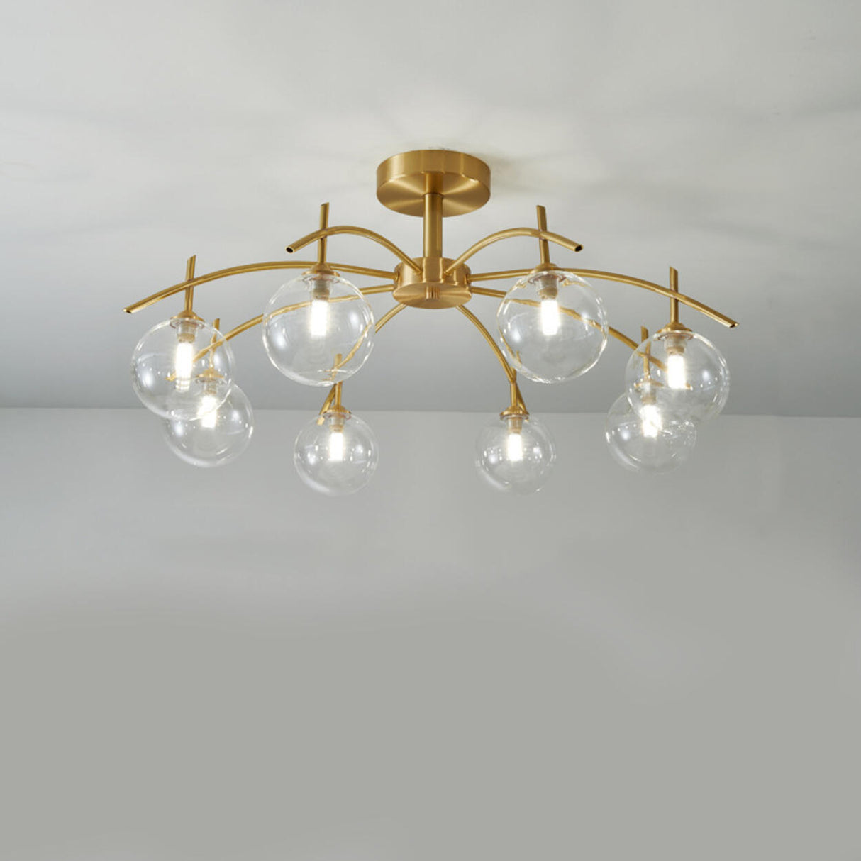 Living Room Glass Bubble Semi-Flush Mount Lamp 8-Light Image - 13