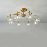 Living Room Glass Bubble Semi-Flush Mount Lamp 8-Light Image - 13