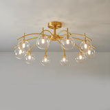 Living Room Glass Bubble Semi-Flush Mount Lamp 8-Light Image - 15