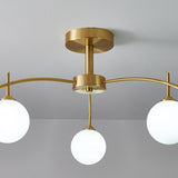Living Room Glass Bubble Semi-Flush Mount Lamp 8-Light Image - 16