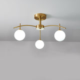 Living Room Glass Bubble Semi-Flush Mount Lamp 8-Light Image - 2