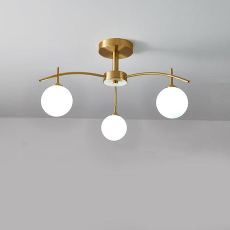 Living Room Glass Bubble Semi-Flush Mount Lamp 8-Light Image - 2