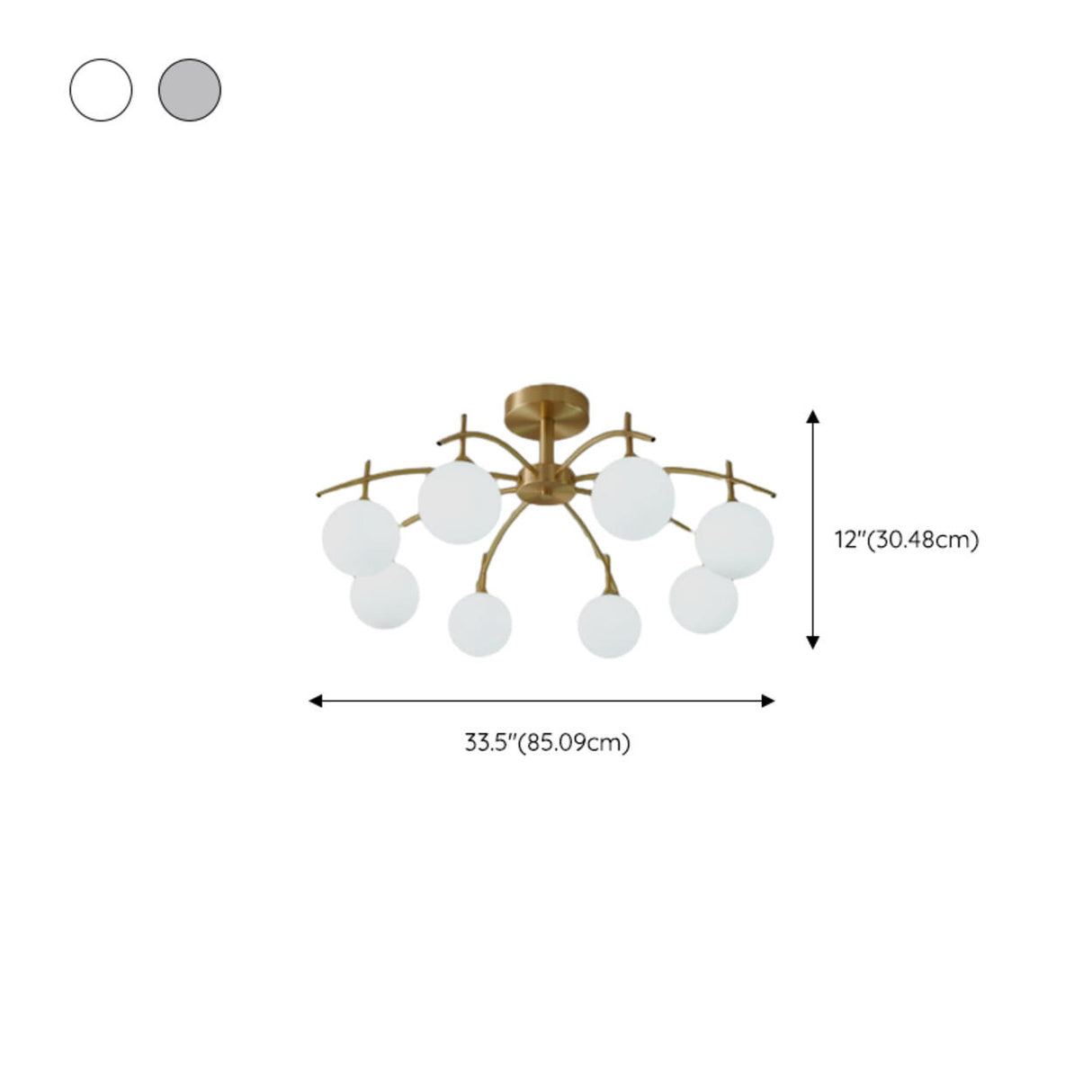 Living Room Glass Bubble Semi-Flush Mount Lamp 8-Light Image - 22