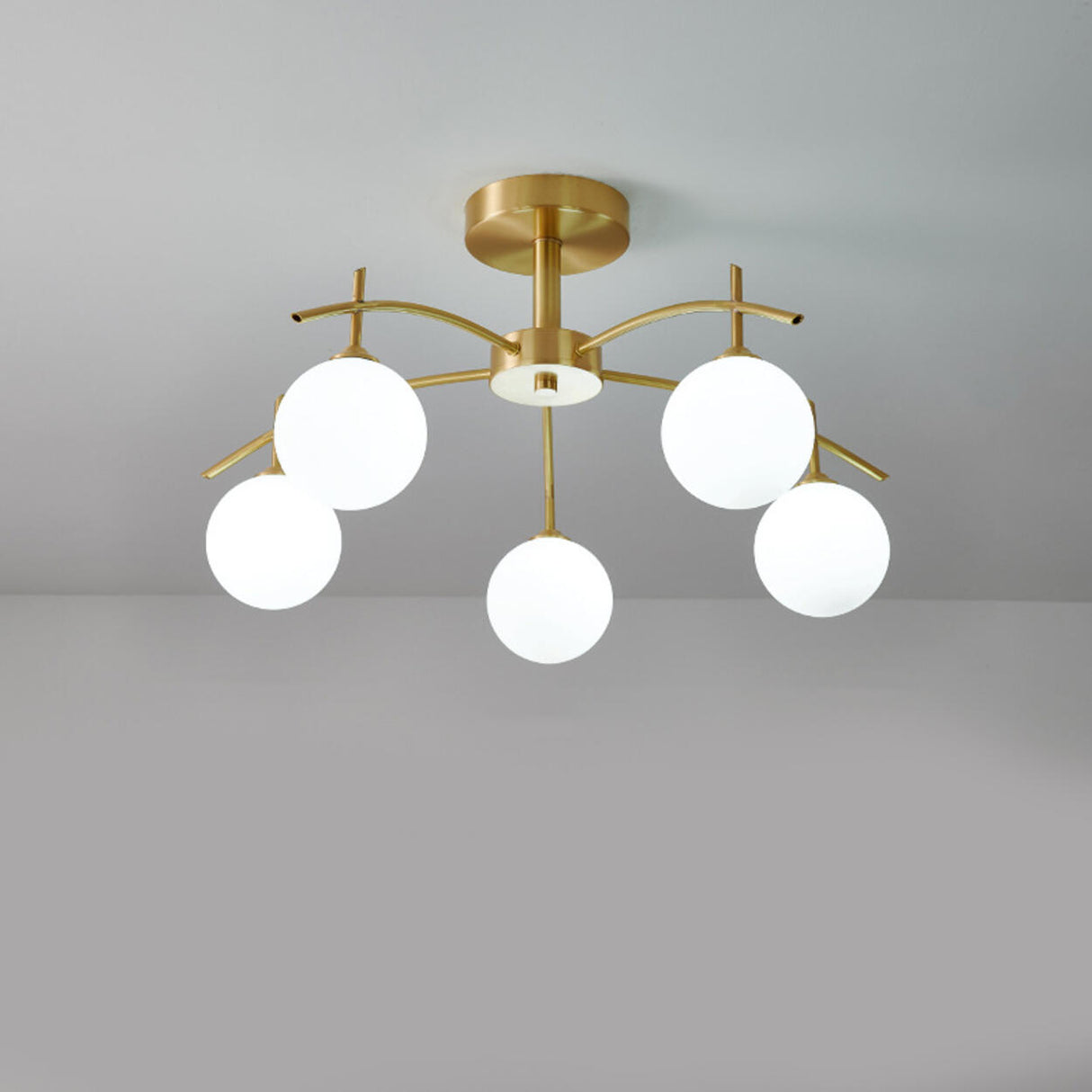 Living Room Glass Bubble Semi-Flush Mount Lamp 8-Light Image - 4