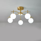 Living Room Glass Bubble Semi-Flush Mount Lamp 8-Light Image - 4