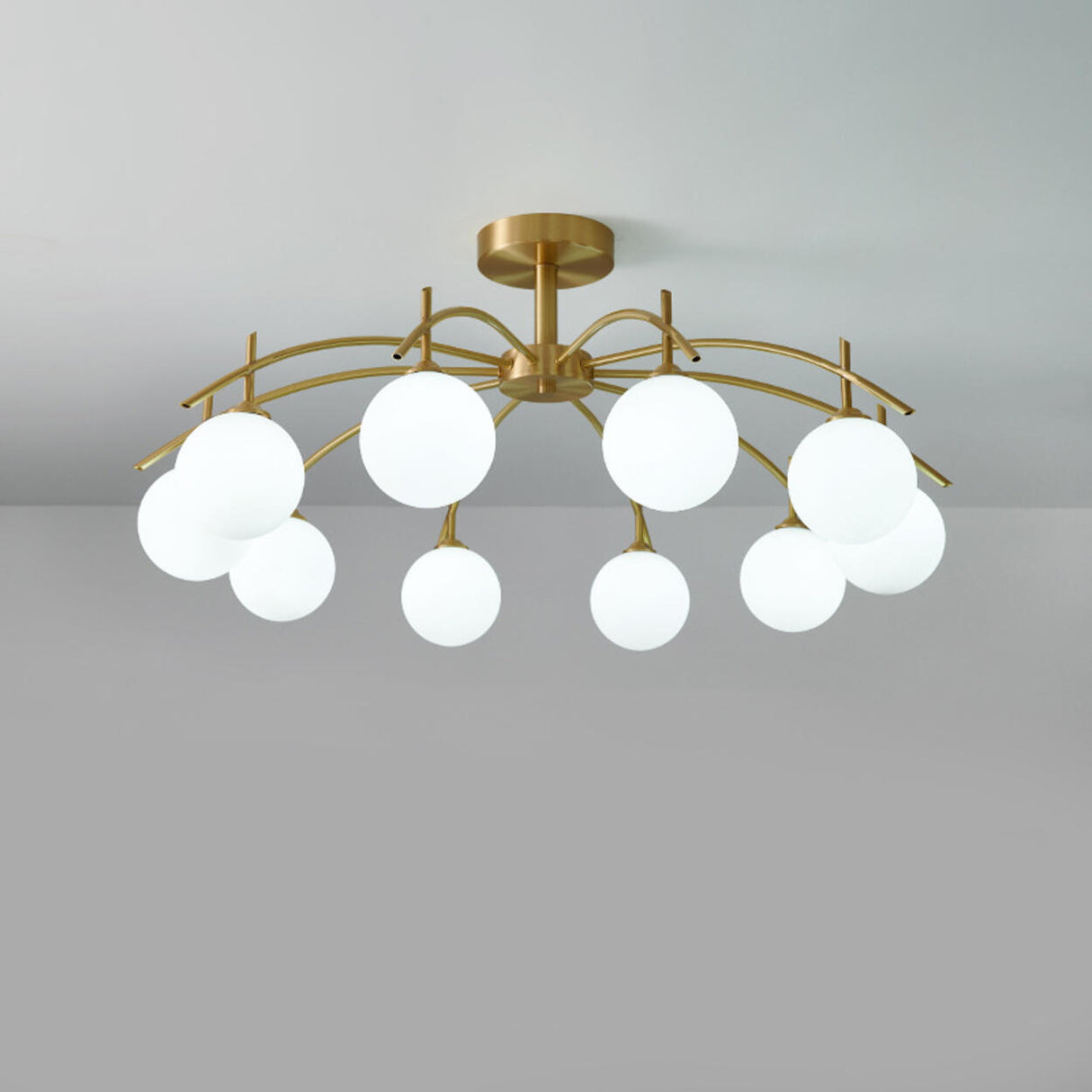 Living Room Glass Bubble Semi-Flush Mount Lamp 8-Light Image - 7