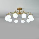 Living Room Glass Bubble Semi-Flush Mount Lamp 8-Light Image - 7