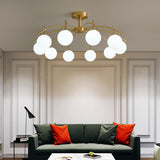 Living Room Glass Bubble Semi-Flush Mount Lamp 8-Light Image - 8
