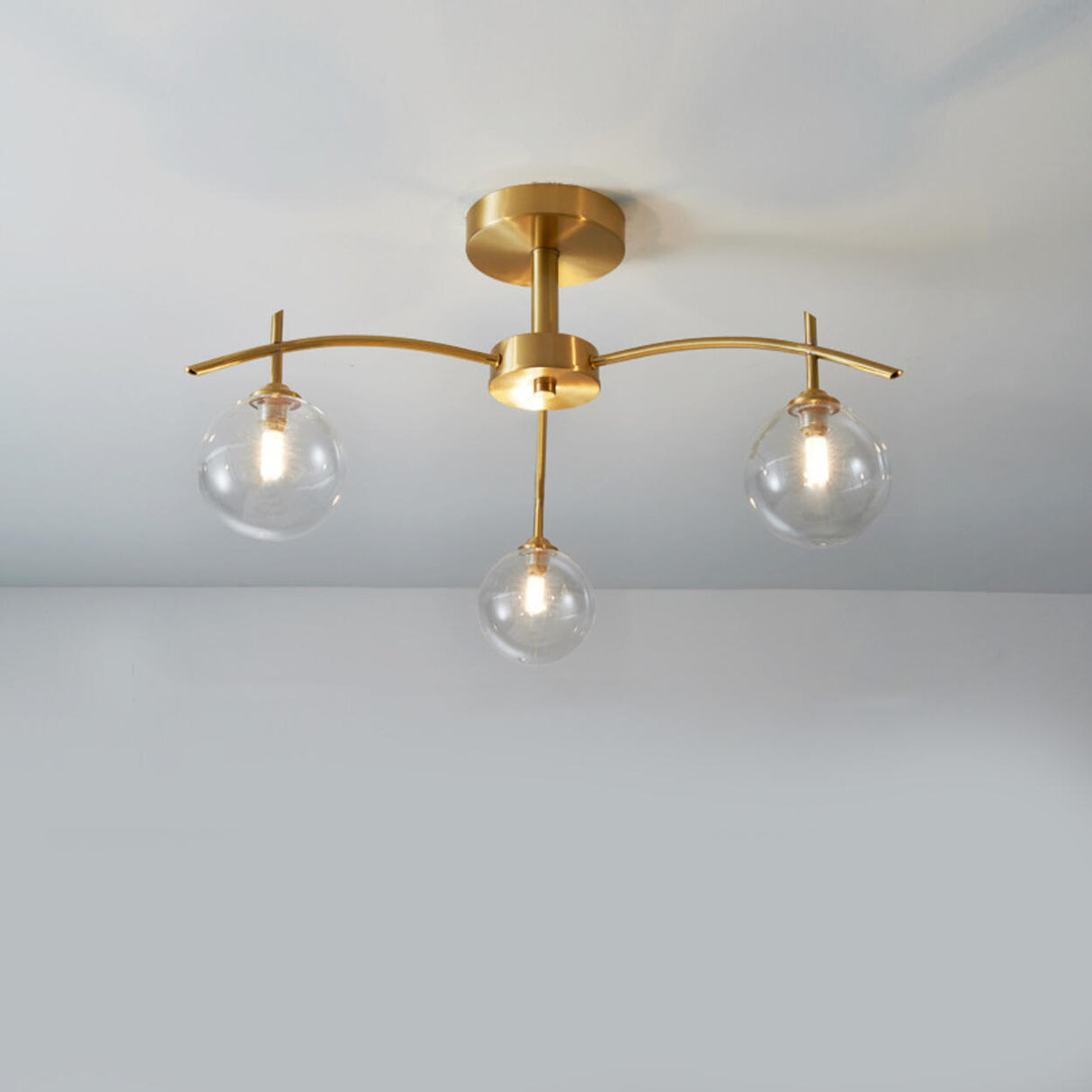Living Room Glass Bubble Semi-Flush Mount Lamp 8-Light Image - 9