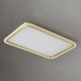 Living Room Gold Rectangle LED Flush Mount Ceiling Lamp Image - 11