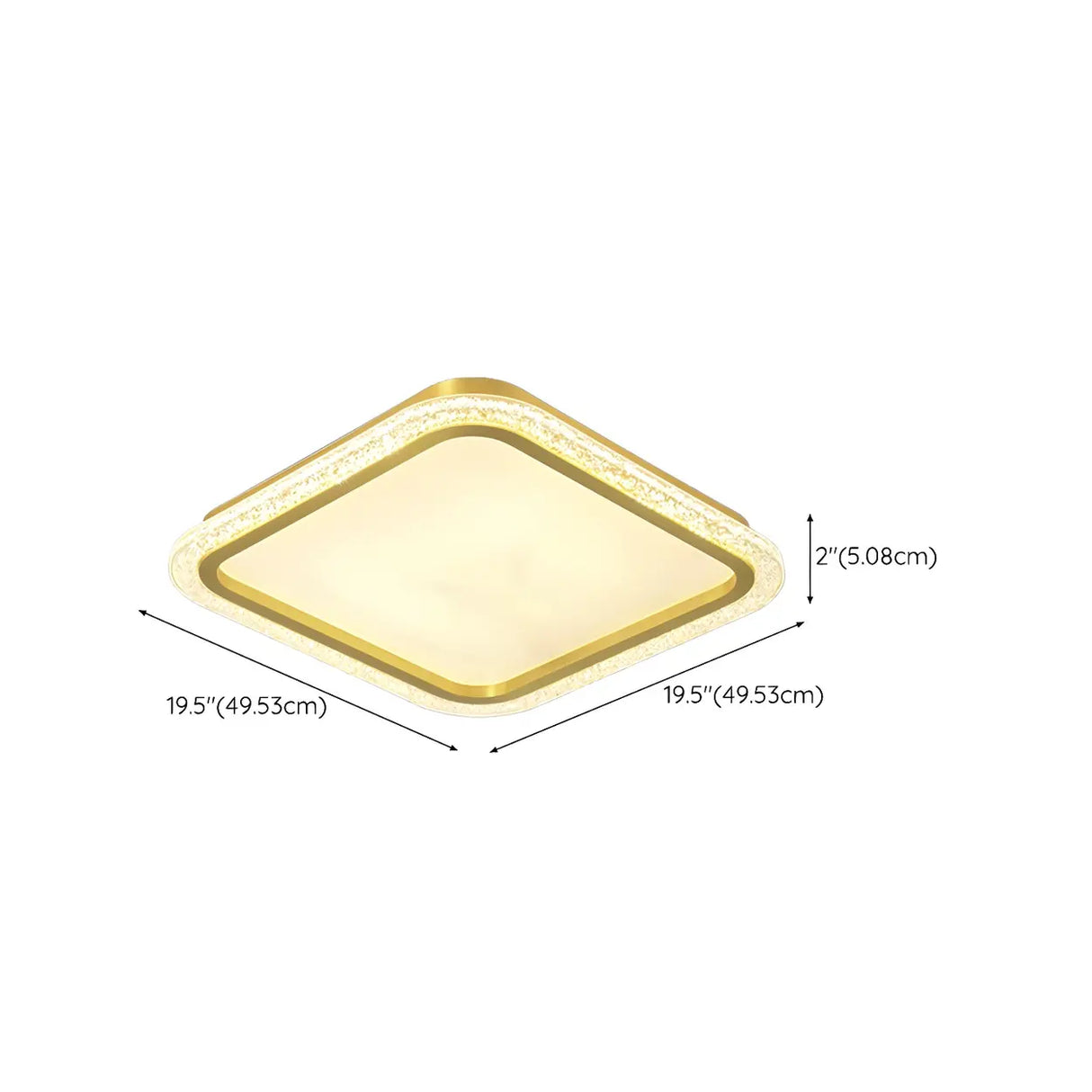 Living Room Gold Rectangle LED Flush Mount Ceiling Lamp Image - 16