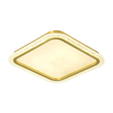 Living Room Gold Rectangle LED Flush Mount Ceiling Lamp Image - 9