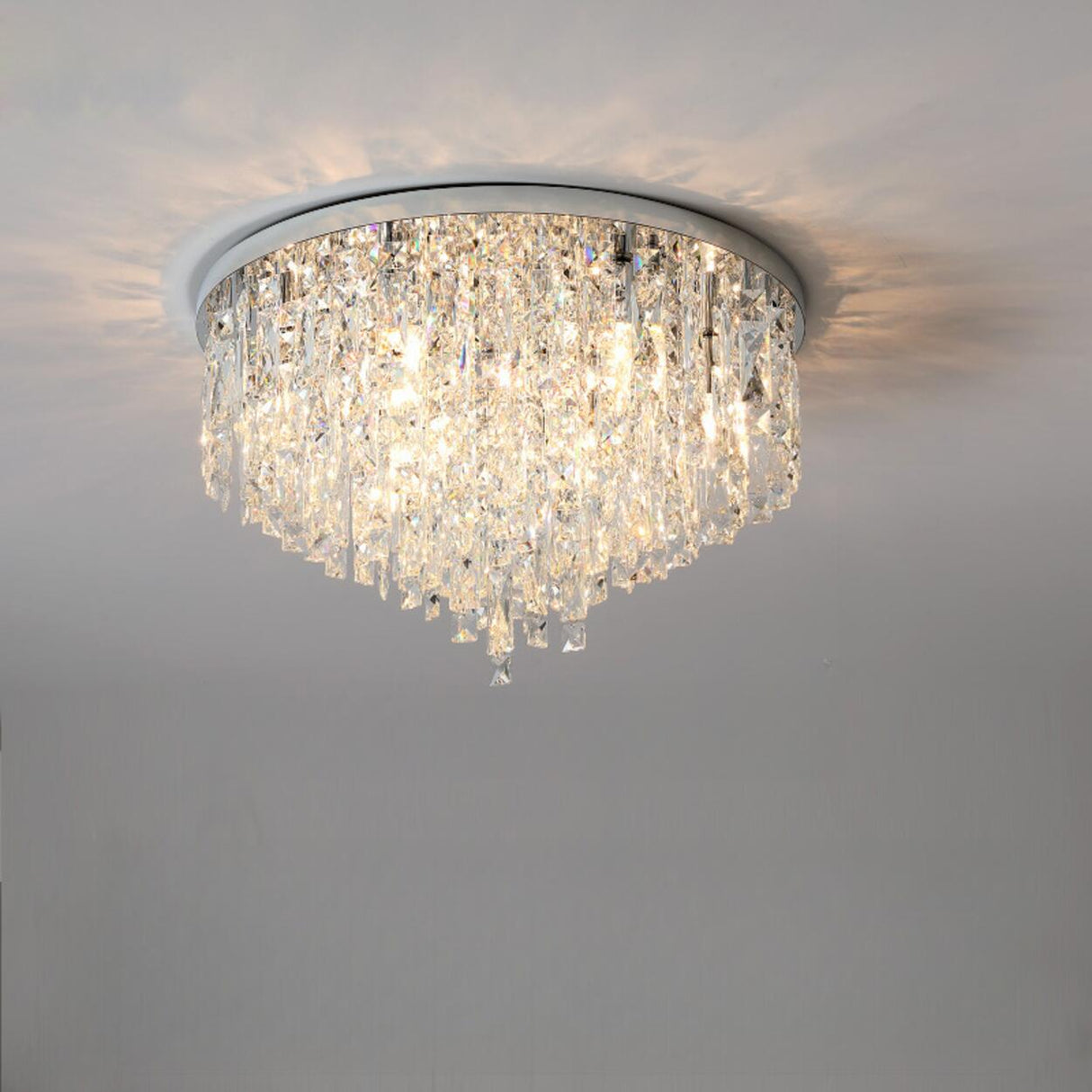 Living Room Gorgeous Crystal Flush Mount Ceiling Light Image - 12