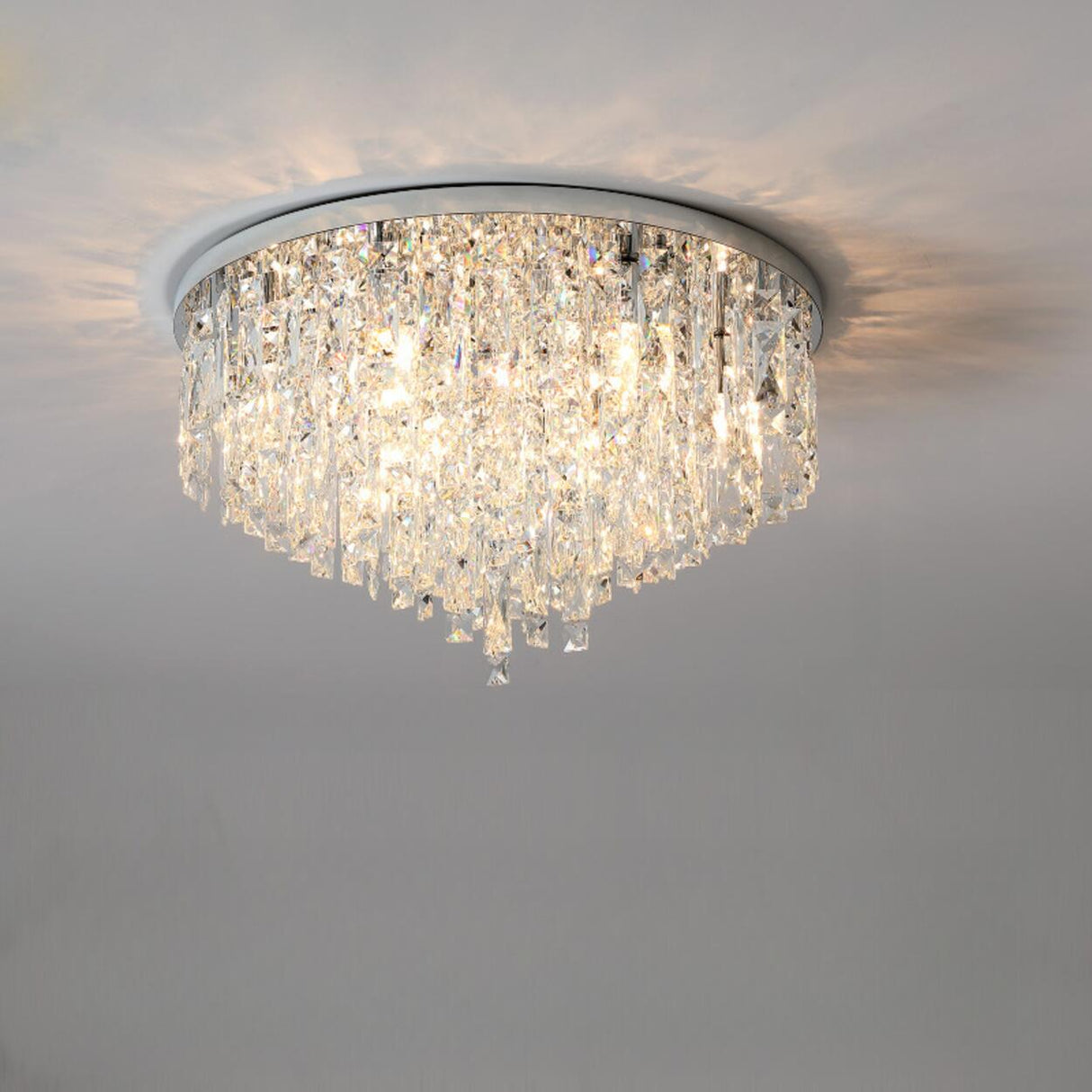 Living Room Gorgeous Crystal Flush Mount Ceiling Light Image - 13