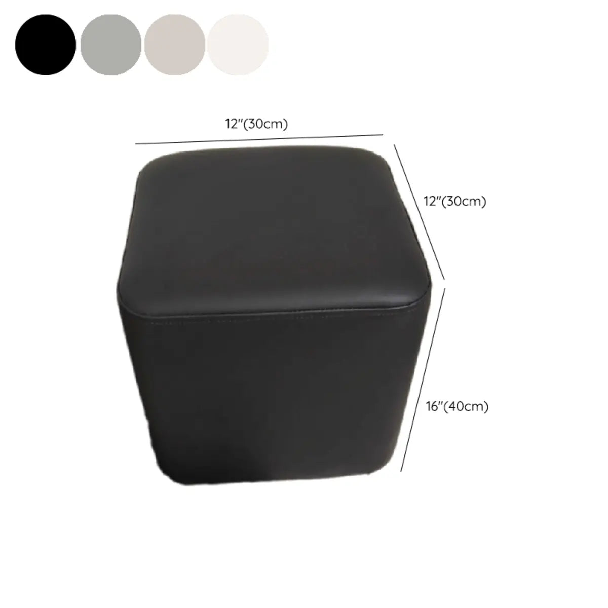 Living Room Gray Square Leather Mini Sponge Ottoman Image - 15