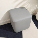 Living Room Gray Square Leather Mini Sponge Ottoman Image - 2