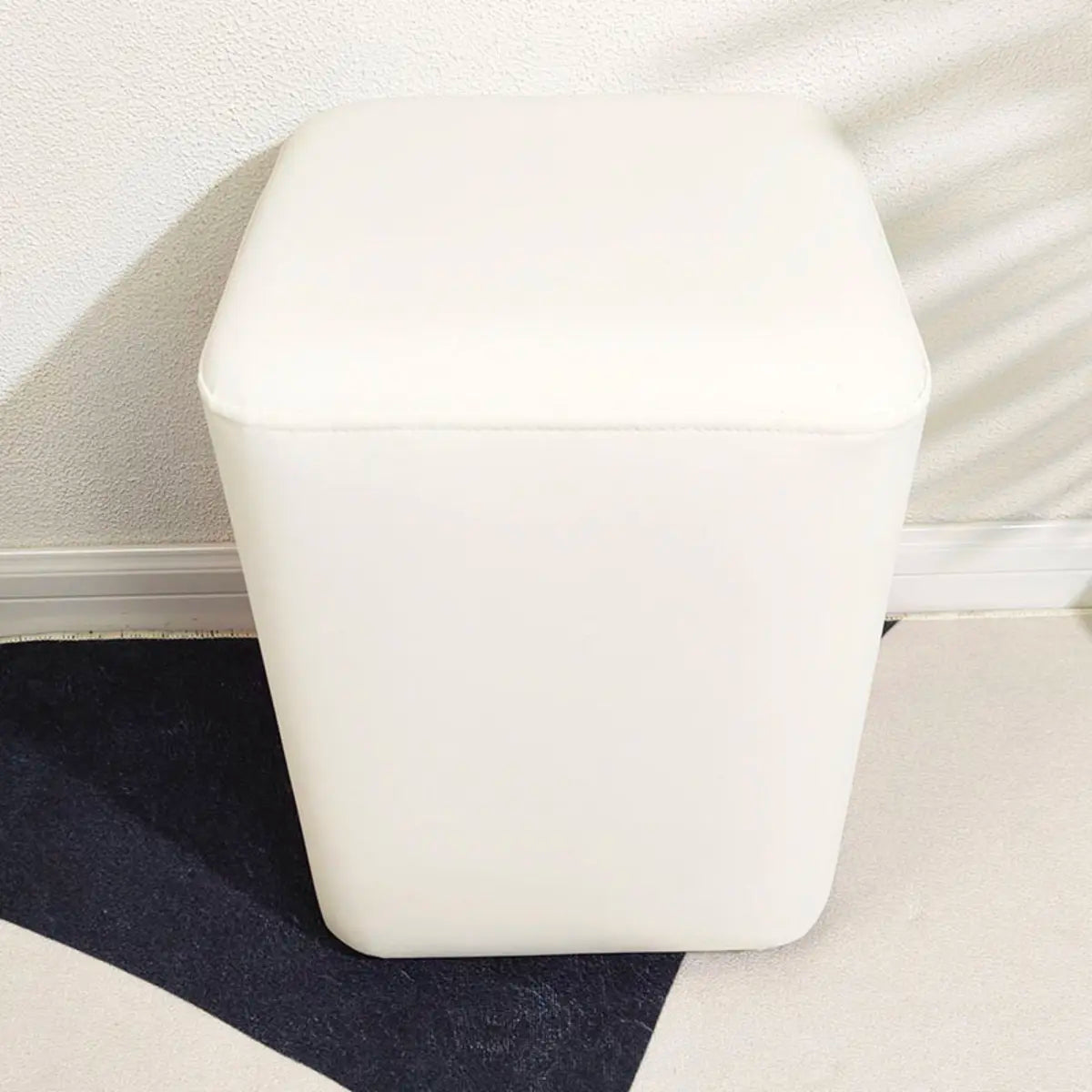 Living Room Gray Square Leather Mini Sponge Ottoman Image - 9