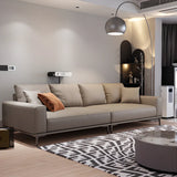 Living Room Grey Tear Resistant Nappa	Leather Sofa Image - 1