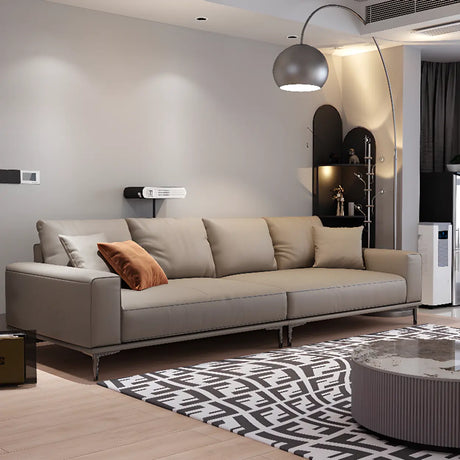 Living Room Grey Tear Resistant Nappa	Leather Sofa Image - 1