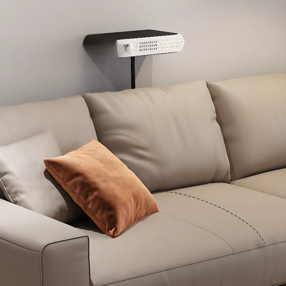 Living Room Grey Tear Resistant Nappa	Leather Sofa Image - 12
