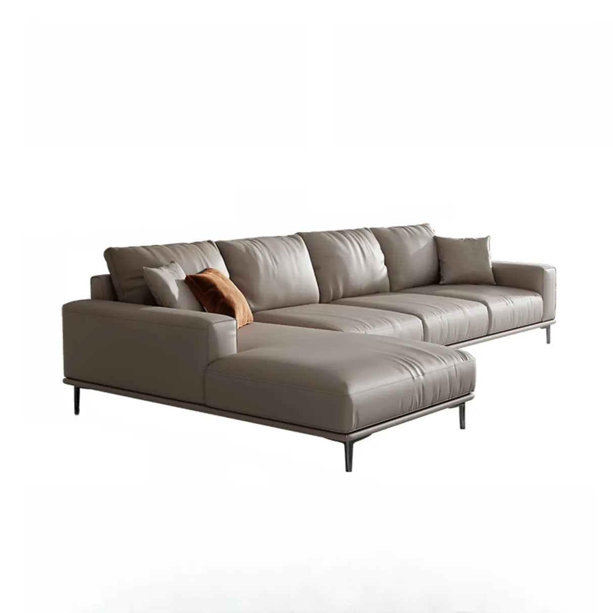 Living Room Grey Tear Resistant Nappa	Leather Sofa Image - 13