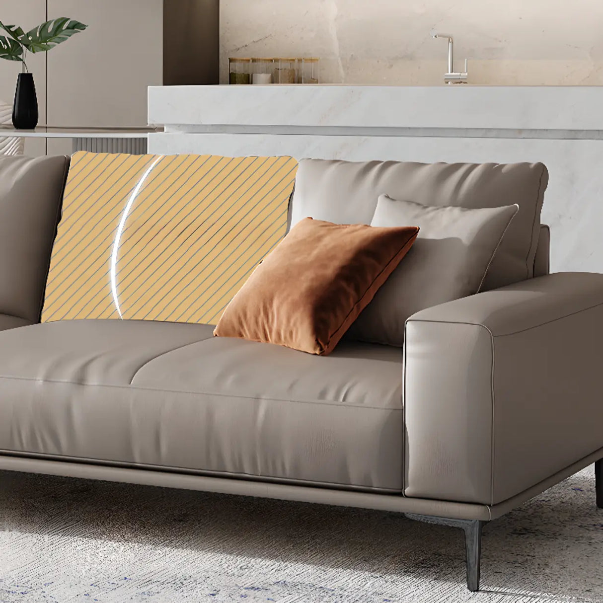 Living Room Grey Tear Resistant Nappa	Leather Sofa Image - 14