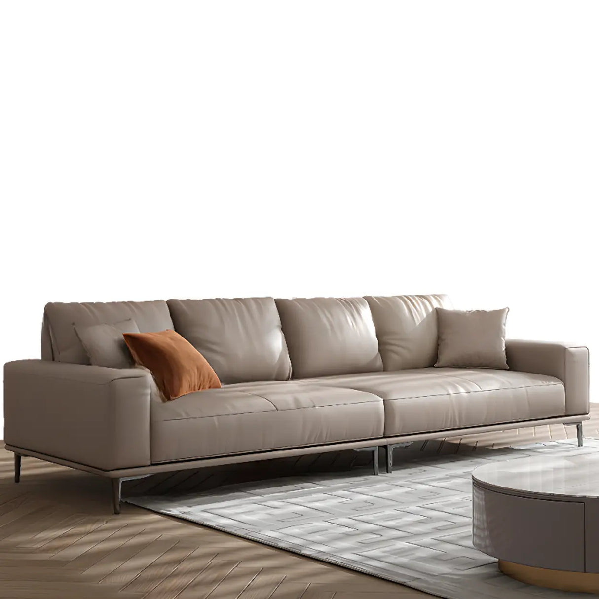 Living Room Grey Tear Resistant Nappa	Leather Sofa Image - 17