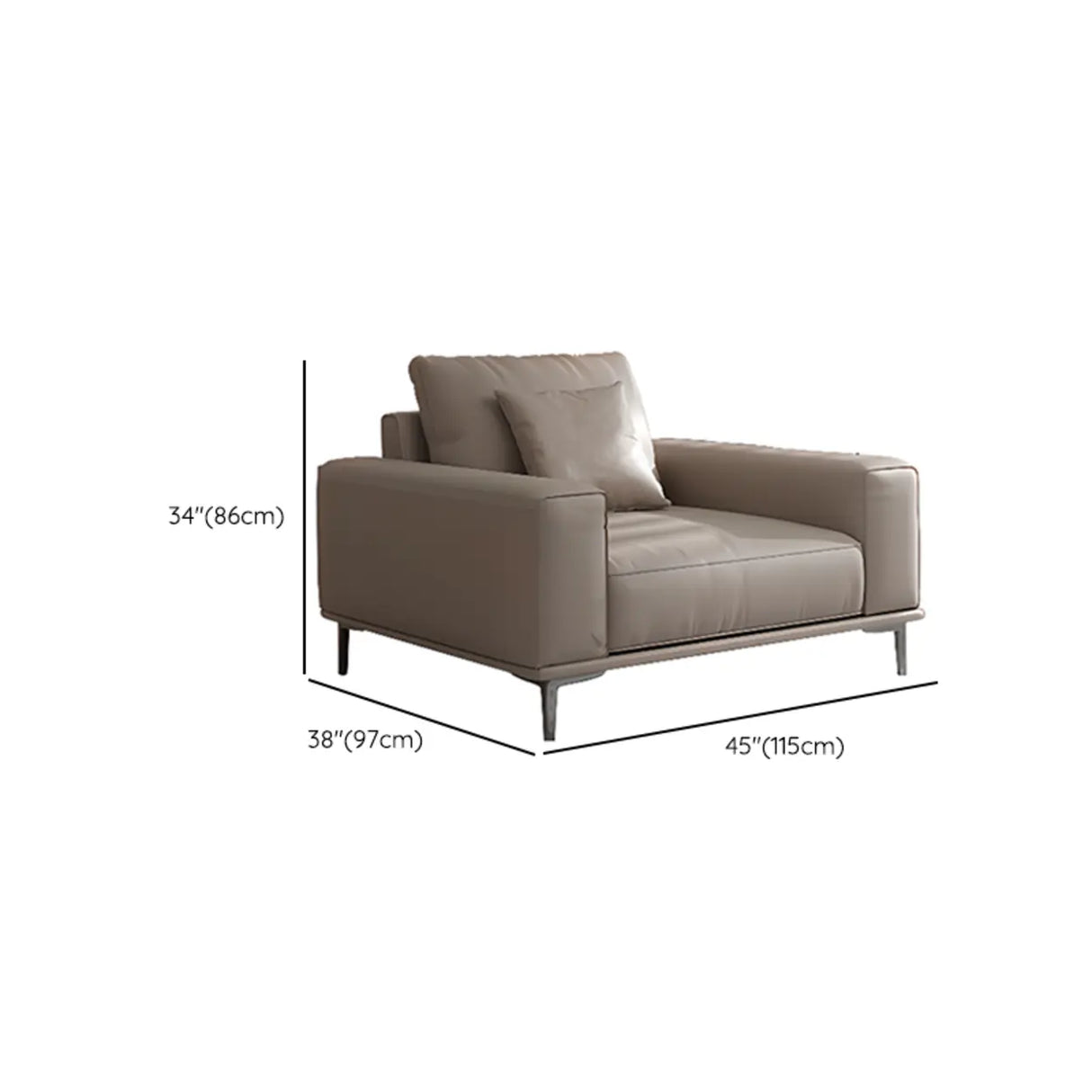 Living Room Grey Tear Resistant Nappa	Leather Sofa 