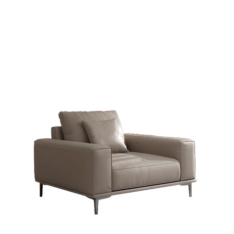 Living Room Grey Tear Resistant Nappa	Leather Sofa Image - 2