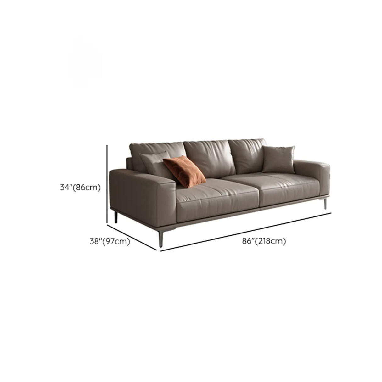 Living Room Grey Tear Resistant Nappa	Leather Sofa Image - 20