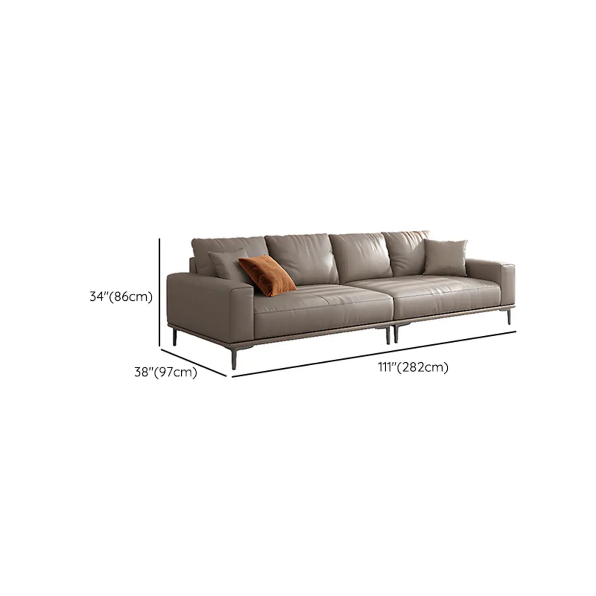 Living Room Grey Tear Resistant Nappa	Leather Sofa Image - 23