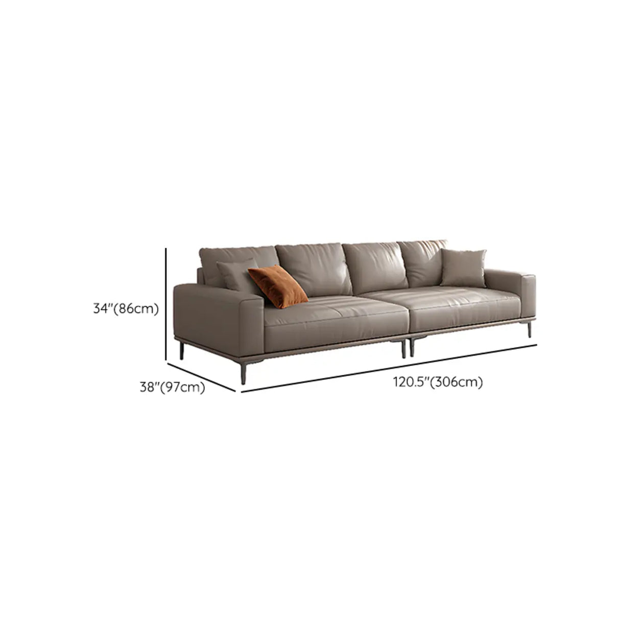 Living Room Grey Tear Resistant Nappa	Leather Sofa Image - 24