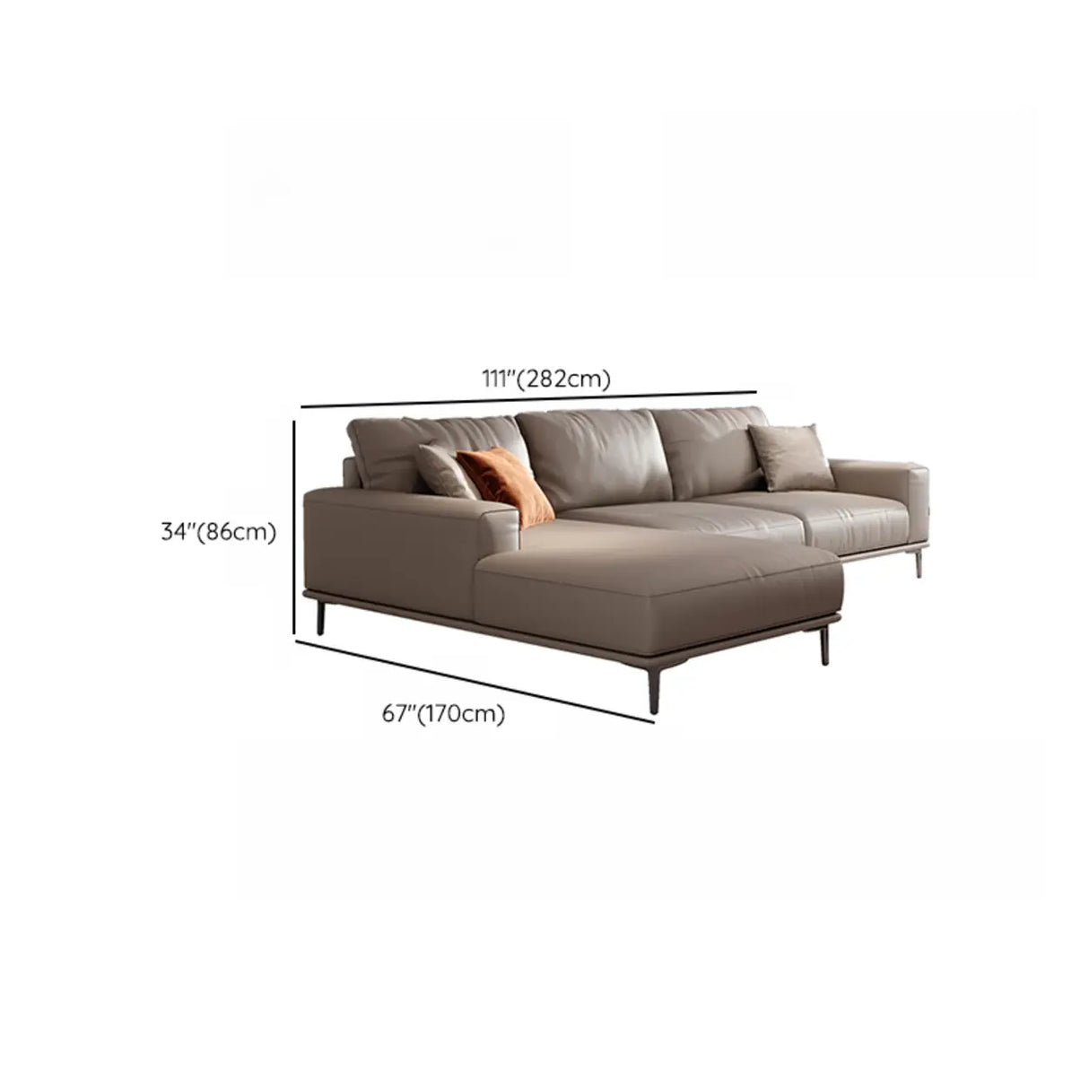 Living Room Grey Tear Resistant Nappa	Leather Sofa Image - 26